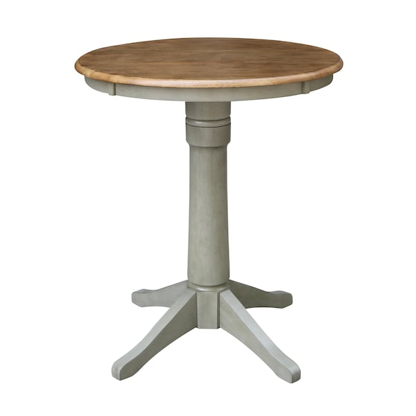 International Concepts Round 30 in Rd Top Pedestal Table, Counter Height, Hickory/Stone, 30 W, 30 L, 35.9 in H, Wood K41-30RT-27B-6B - main